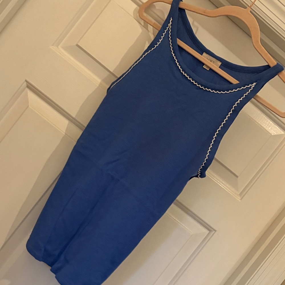 LOFT Blue Tank Top with White Trim